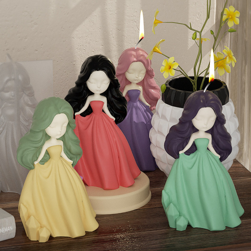 3D Cute Princess Silikona sveces pelējuma eņģelis meitenei ziepju sveķu apmetums pelējuma izgatavošanai DIY cilvēka šokolādes cepšanas rīks mājas dekora dāvana