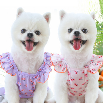 Нови дрехи за домашни кучета с принт на цветя Летни готини рокли Тениски Слинг пола за малка средна котка Куче Рокля Жилетка Риза ropa de perro