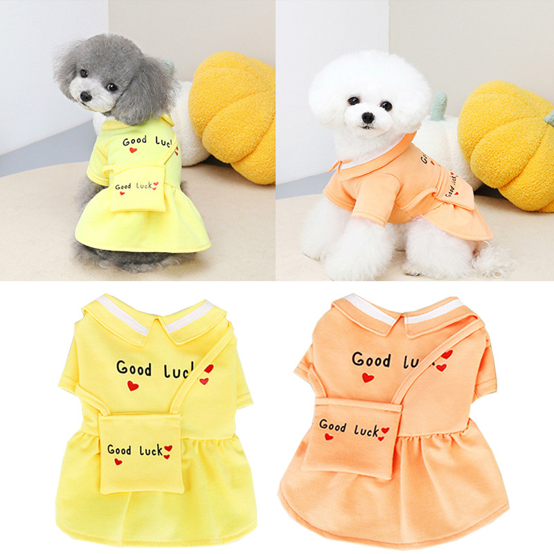 Armas väike keskmine koera seelik Printsessi kutsika riided kotiga Lemmiklooma kleit Lemmiklooma riided Kutsika mantel Traction Loop Kirjatrükk Reväärid