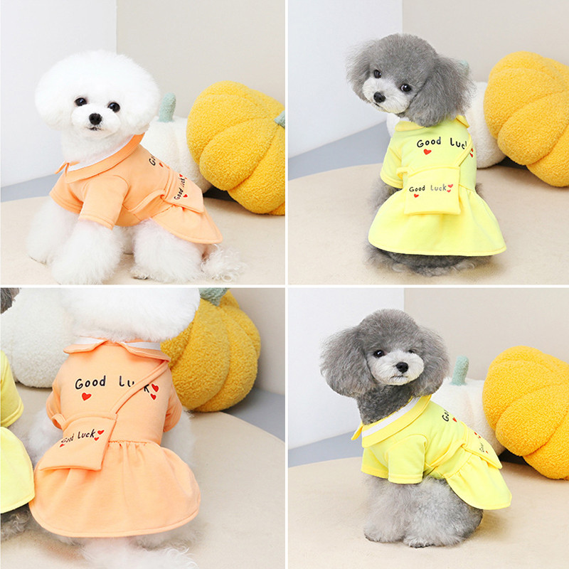 Armas väike keskmine koera seelik Printsessi kutsika riided kotiga Lemmiklooma kleit Lemmiklooma riided Kutsika mantel Traction Loop Kirjatrükk Reväärid