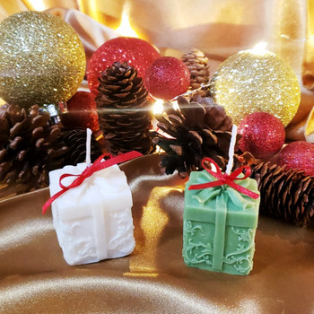Χριστουγεννιάτικο κουτί δώρου Αρωματικό κερί Καλούπι σιλικόνης 3D φιόγκος Κουτί δώρου Φοντάν Καλούπι DIY Κατασκευή κεριών Διακοσμητικό καλουπιού από γύψο ρητίνης