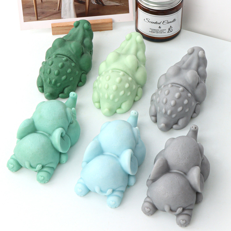 Karikatūra guļošs zilonis Silikona sveču veidne Dzīvnieku krokodilu ziepju sveķu ģipša veidne šokolādes ledus izgatavošanas komplekts mājas dekorēšanai dāvanas