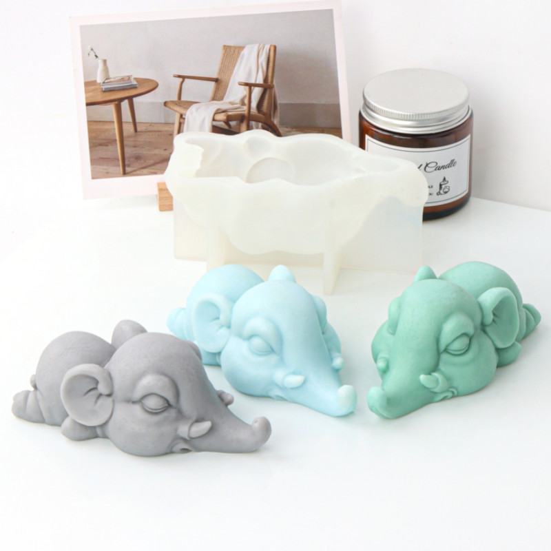 Karikatūra guļošs zilonis Silikona sveču veidne Dzīvnieku krokodilu ziepju sveķu ģipša veidne šokolādes ledus izgatavošanas komplekts mājas dekorēšanai dāvanas