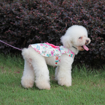 Puppy Skirt Bow Design Dog Cat Dress Dog Clothing Pet Apparel Floral Sleeveless Summer Multicolor Princess Pet Supplies