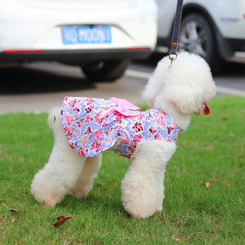 Puppy Skirt Bow Design Dog Cat Dress Dog Clothing Pet Apparel Floral Sleeveless Summer Multicolor Princess Pet Supplies