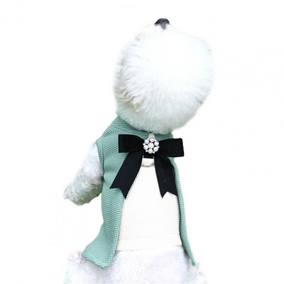 Kaķu drēbes, apaļš kakls, pērļu imitācija, liela bantīte, džemperis, ielu apģērbs, ballītes tērps mājdzīvnieku princeses kleita pavasara rudens suns ar divām kājām