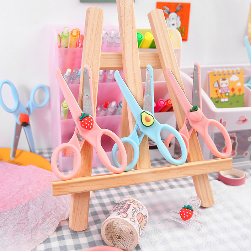 Bērnu drošības šķēres karikatūra apaļas galvas plastmasas šķēres jaukas mākslas amatniecības šķēres papīram DIY griešanai scrapbooking portatīvie