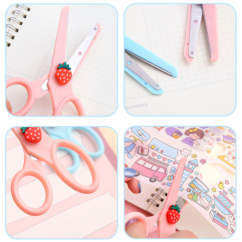 Bērnu drošības šķēres karikatūra apaļas galvas plastmasas šķēres jaukas mākslas amatniecības šķēres papīram DIY griešanai scrapbooking portatīvie