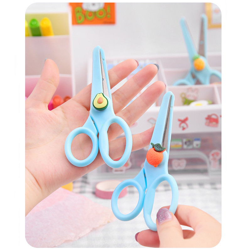 Bērnu drošības šķēres karikatūra apaļas galvas plastmasas šķēres jaukas mākslas amatniecības šķēres papīram DIY griešanai scrapbooking portatīvie