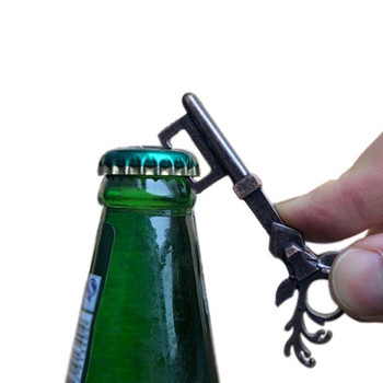 Винтидж отварачка за бутилки за бира с форма на ключ от глава на лос Отварачка за бутилки Творчески коледен малък подарък за пиене на бира за мъже, 3,4X8CM