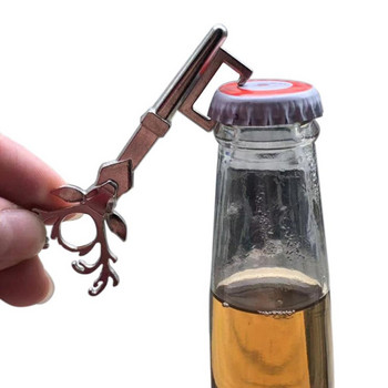 Винтидж отварачка за бутилки за бира с форма на ключ от глава на лос Отварачка за бутилки Творчески коледен малък подарък за пиене на бира за мъже, 3,4X8CM