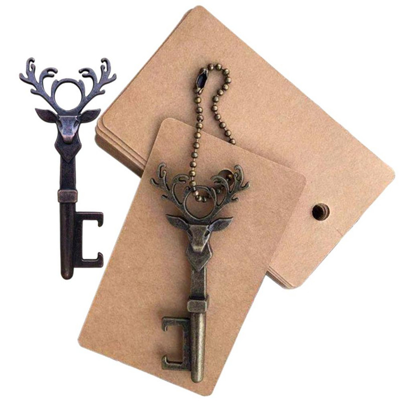 Vintage Elk Head atslēgas formas alus pudeļu attaisāmais stieņa pudeļu attaisītājs Radoša Ziemassvētku maza dāvana dzērienam alum vīriešiem, 3,4X8CM