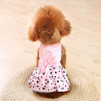 Кучешка рокля Прекрасна мрежеста декорирана плюшена рокля Полиестерни дрехи за домашни любимци Пролетна рокля за куче с петолъчна звезда