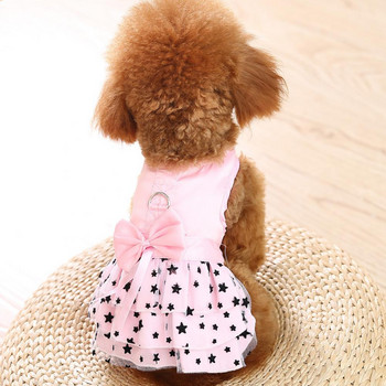 Кучешка рокля Прекрасна мрежеста декорирана плюшена рокля Полиестерни дрехи за домашни любимци Пролетна рокля за куче с петолъчна звезда
