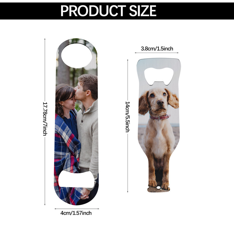 1 gab. Sublimācijas tukšs alus pudeļu attaisāmais sudraba nerūsējošā tērauda plakanais pudeļu attaisāmais virtuves restorāna bāra ballīšu rīkiem