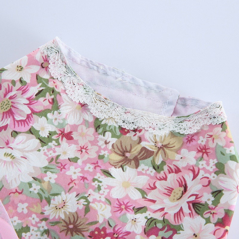 Suns Kaķis Princeses Kleita Mežģīņu apdruka Bow Svārki Mājdzīvnieku Apģērbi Vasaras Jorkas suns Jauki Ziedu Kleita Ballīte Kāzu Mājdzīvnieku Apģērbs