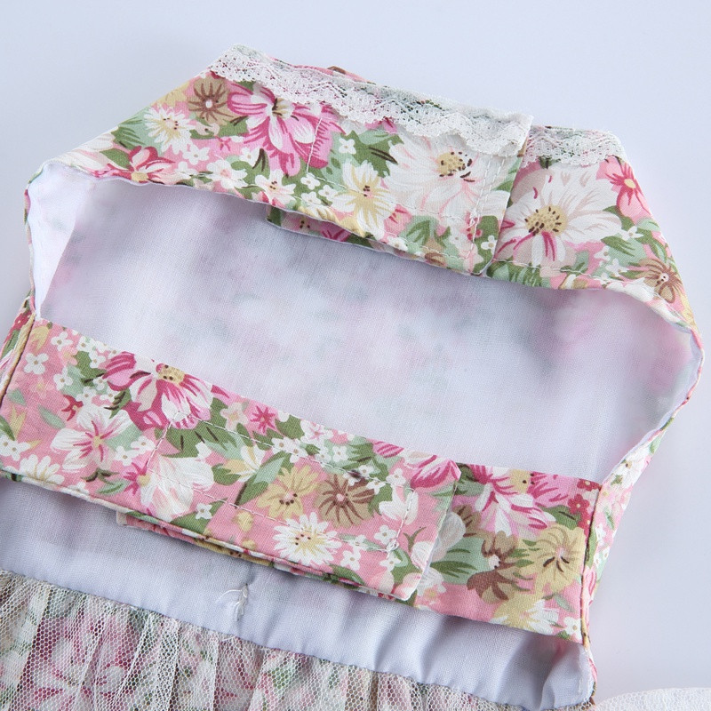 Suns Kaķis Princeses Kleita Mežģīņu apdruka Bow Svārki Mājdzīvnieku Apģērbi Vasaras Jorkas suns Jauki Ziedu Kleita Ballīte Kāzu Mājdzīvnieku Apģērbs