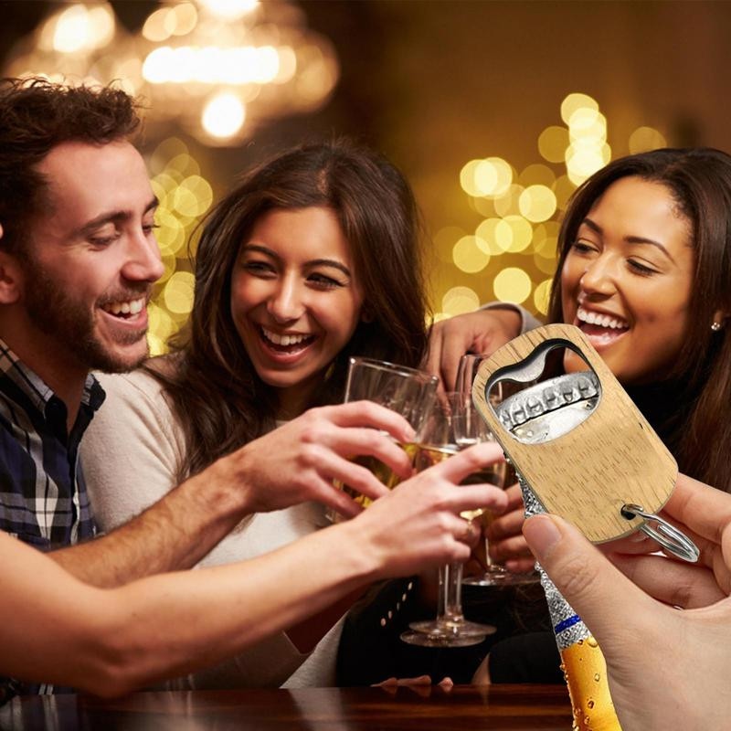 Dižskābarža koka 2 gab. Roktura alus pudeļu attaisāmais Atslēgu piekariņš nerūsējošā tērauda sodas stikla vāciņu attaisāmais bārmeņa pudeļu attaisāmais bāram