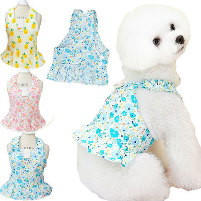 Rochie cu suspensie pentru câini cu model de fructe Haine de vară pentru animale de companie cu mâneci vestă pentru câini fustă cățeluș pisică fustă cămașă pentru câini mici chihuahua