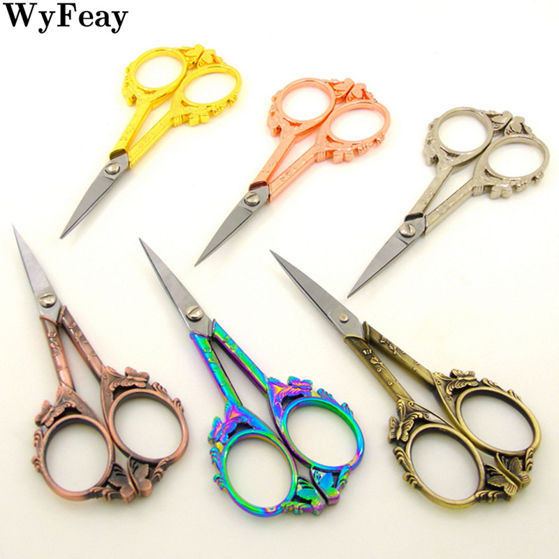 Nerūsējošā tērauda vintage šķēres šūšanas auduma izšuvumi kancelejas preces antīkas amatniecības retro krustdūriena drēbnieka šķērveida diegu rīks