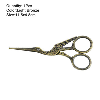 Vintage stārķa formas šūšanas šķēres nerūsējošā tērauda drēbnieka šķēres asas šūšanas šķēres manuālai šūšanai, rokdarbu rīks.