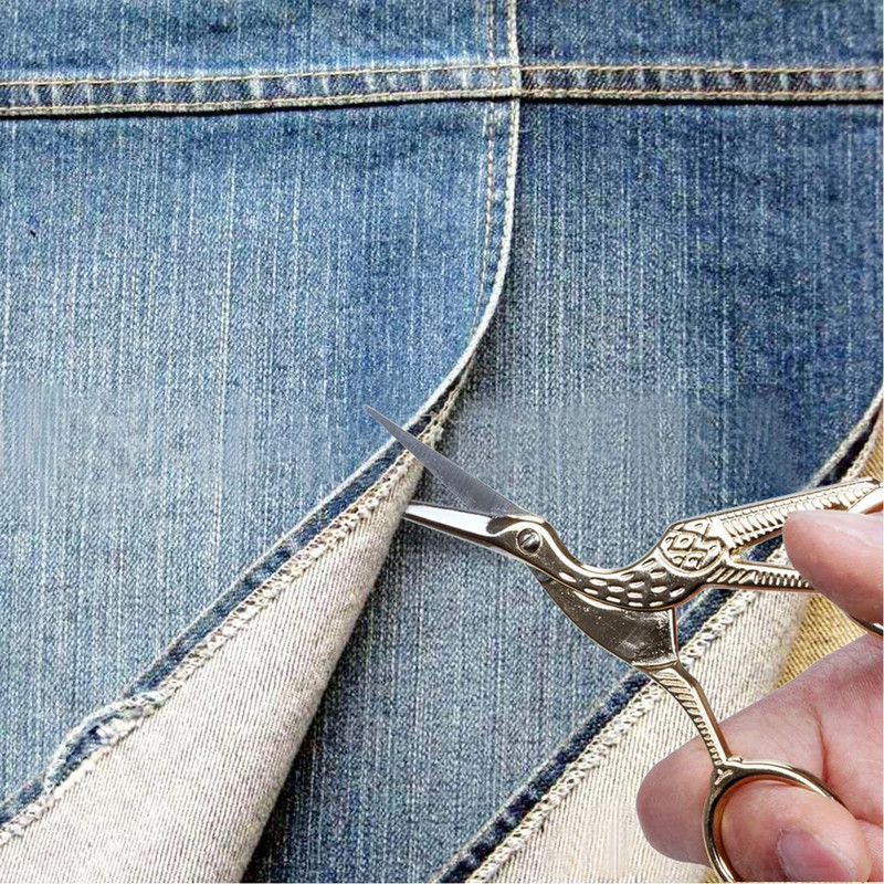 Vintage stārķa formas šūšanas šķēres nerūsējošā tērauda drēbnieka šķēres asas šūšanas šķēres manuālai šūšanai, rokdarbu rīks.