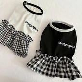 2023. gada klasiska rūtainā kucēna kleita suns vasaras kleita kaķa svārki mājdzīvnieku apģērbi kucēnu kaķu princeses mājdzīvnieku apģērbi jauki kucēnu apģērbi York