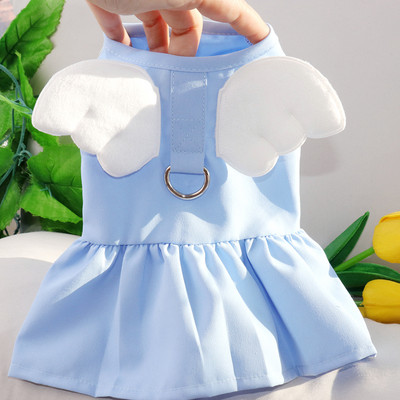 Modes zils suns apģērbs mājdzīvnieku pakulas sprādze Princeses kleita pūdelis vasaras svārki kucēns jauki spārni kleita mājdzīvnieku piederumi