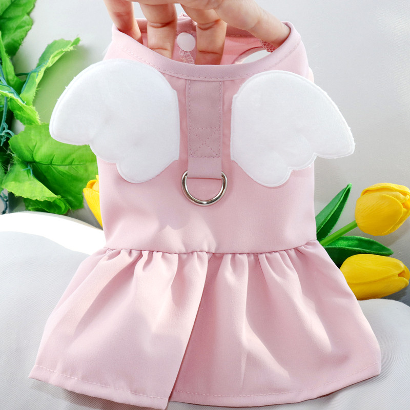 Modes zils suns apģērbs mājdzīvnieku pakulas sprādze Princeses kleita pūdelis vasaras svārki kucēns jauki spārni kleita mājdzīvnieku piederumi