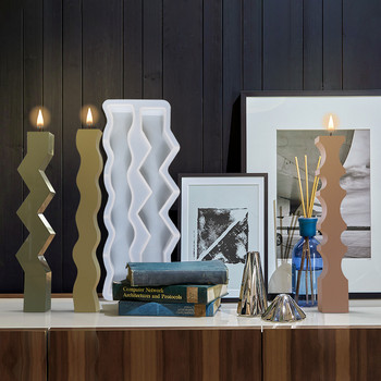 3D дълга лента, вълнообразна колона, силиконова форма за свещи, комплект за правене на свещи с геометрична форма, консумативи за направа на епоксиден сапун от мазилка