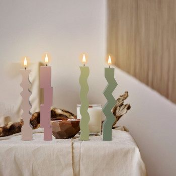 3D дълга лента, вълнообразна колона, силиконова форма за свещи, комплект за правене на свещи с геометрична форма, консумативи за направа на епоксиден сапун от мазилка