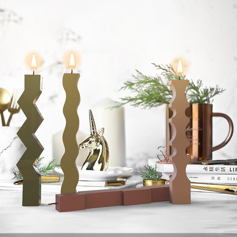 3D gara sloksne, viļņota kolonna, silikona sveču veidne, ģeometriskas formas sveču izgatavošanas komplekts.