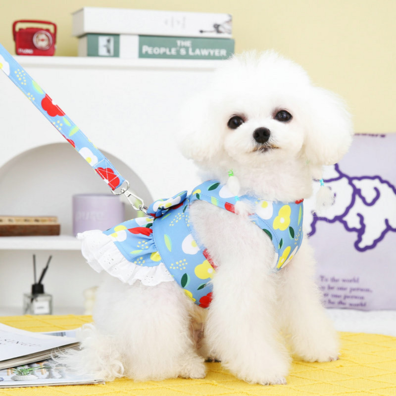 Lemmikloomariided suvine kevadmoodne kikikleit väike koer, armas rakmed kassile, lilleline seelik Lemmiklooma vest Puudel Chihuahua Yorkie
