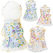 Salda puķaina suņu kleita vasaras mājdzīvnieku apģērbi banti bez piedurknēm suņu kreklu kleitas meitenēm kucēnu kaķu mežģīņu svārki maziem suņiem Yorkie XXL