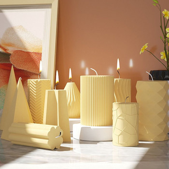3D цилиндрична форма за свещи Направи си сам силиконова форма за свещи Форми за торта от смола 3D художествена форма за правене на восъчни свещи Силиконови ръчно изработени форми за сапун