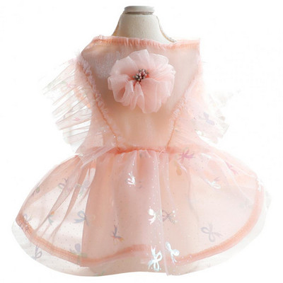 Mājdzīvnieku kleita Mājdzīvnieku apģērbs bez piedurknēm Veste, mežģīņu malas spīdīgs elpojošs sukains āra lietošanai