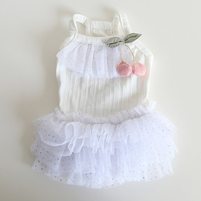 Suņu un kaķu kleita svārki ķiršu marles dizains mājdzīvnieku kucēns pavasara/vasaras apģērbs tērps 3 krāsu