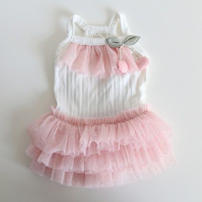 Suņu un kaķu kleita svārki ķiršu marles dizains mājdzīvnieku kucēns pavasara/vasaras apģērbs tērps 3 krāsu