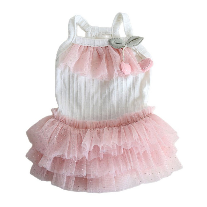 Suņu un kaķu kleita svārki ķiršu marles dizains mājdzīvnieku kucēns pavasara/vasaras apģērbs tērps 3 krāsu