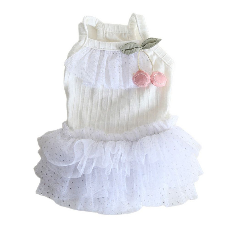 Suņu un kaķu kleita svārki ķiršu marles dizains mājdzīvnieku kucēns pavasara/vasaras apģērbs tērps 3 krāsu