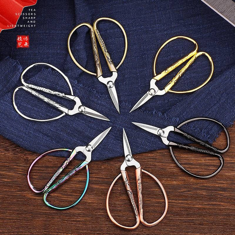 Cirsts pūķa metāla rokturis Bonsai amatniecības šūšanas šķēres Profesionālās ķīniešu tradicionālās asās minišķēres mājas birojam.