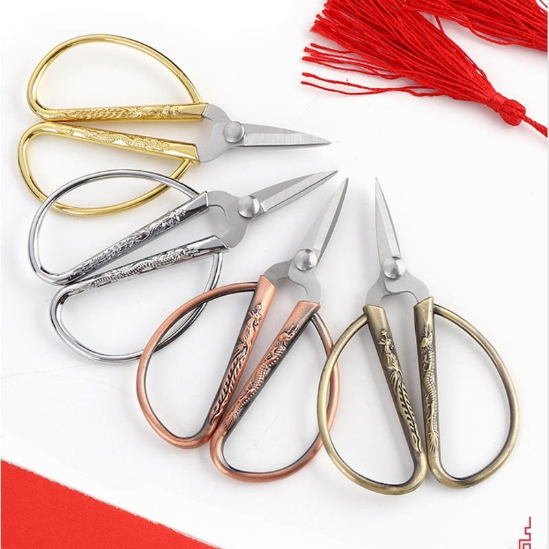 Cirsts pūķa metāla rokturis Bonsai amatniecības šūšanas šķēres Profesionālās ķīniešu tradicionālās asās minišķēres mājas birojam.