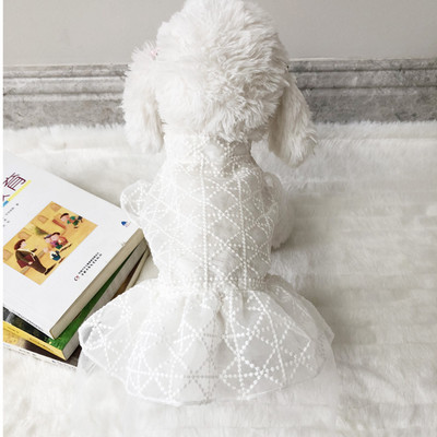 White Dot Kleita Suņiem Apģērbs Mājdzīvnieku Mežģīnes Salds Suņu Apģērbs Mazs Kostīms Franču buldogs Jauka Vasaras Meitene Tieva Apkakle Perro