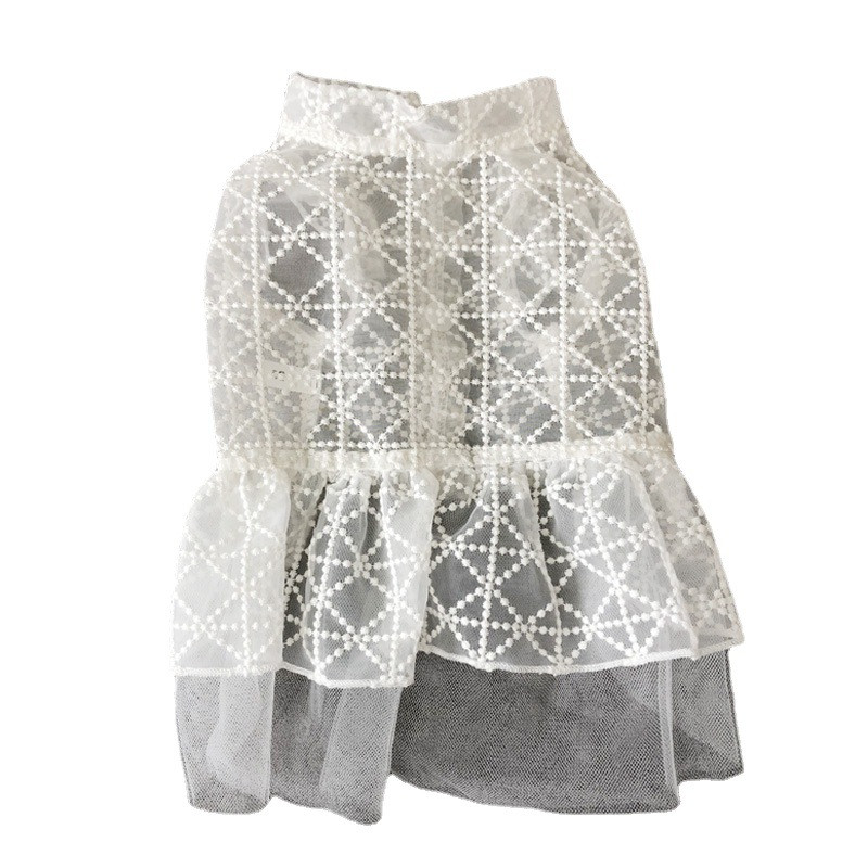 White Dot Kleita Suņiem Apģērbs Mājdzīvnieku Mežģīnes Salds Suņu Apģērbs Mazs Kostīms Franču buldogs Jauka Vasaras Meitene Tieva Apkakle Perro