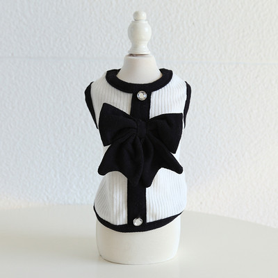 Melnas krāsas vestes un kleitas maziem suņiem Pavasara un vasaras mājdzīvnieku apģērbi Jauki, saldi, liela bantītes dizains Mājdzīvnieku svārki Suņiem Aksesuāri