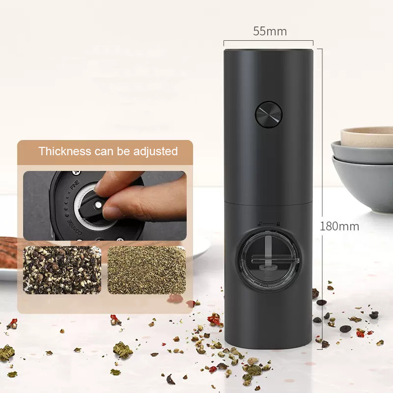 Elektriline automaatne paprika- ja soolaveski LED-valgusega, reguleeritava jämeduse gravitatsiooni tuvastamisega Mini Smart