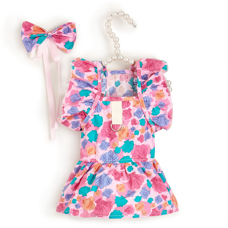 Lidojoši plecu piedurknes suņu svārki kaķu svārki krāsaini koraļļu apdrukas svārki Princeses kleita mājdzīvnieku kleita salda, mājīga maziem suņiem