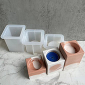 Kvadratni kalup za držač svijeća Silikonski kalup za sapun Držač za čajne svijeće Kalup od kristalne epoksidne smole Alat za izradu svijeća Ručno izrađeni DIY obrt