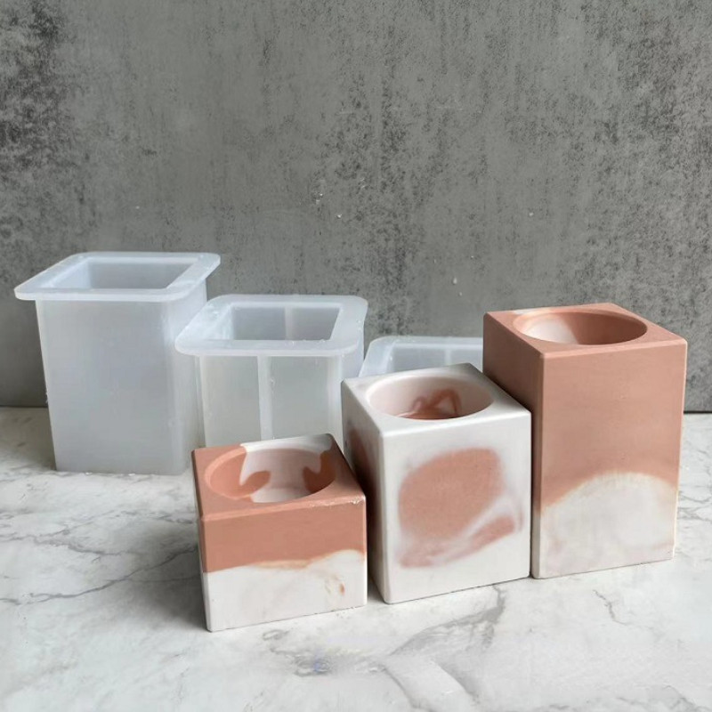 Kvadrātveida sveču turētājs pelējuma ziepes silikona veidnes tējas sveces turētājs kristāla epoksīda sveķu veidņu sveču izgatavošanas rīks ar rokām darināts amatniecība