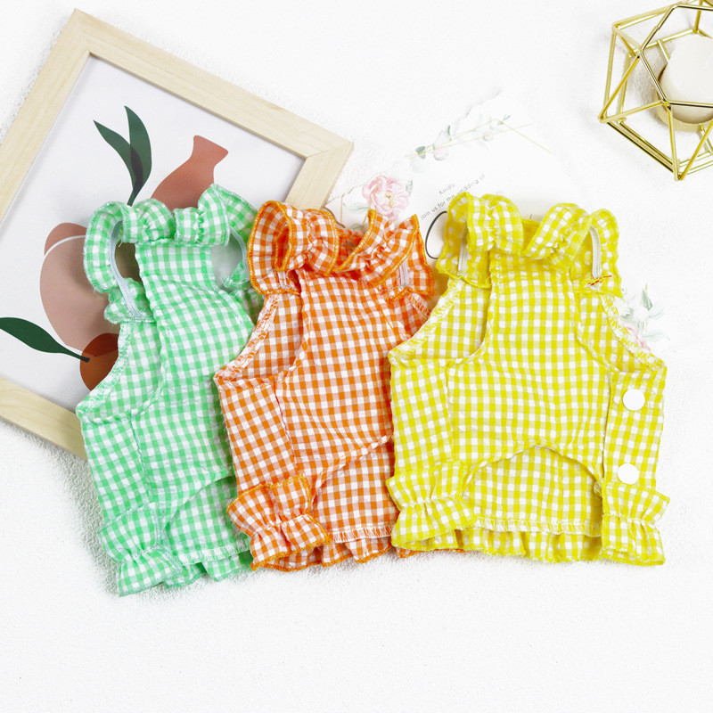 Mājdzīvnieku siksnas svārki kaķis suns princese ķiršu rūtains svārki Kaķēns kucēns salda kleita Suņa plānā veste Mājdzīvnieku apģērbs maza suņa kleita